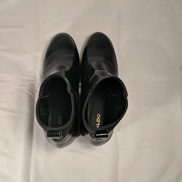 Aldo Patent Textured Faux Leather Heeled Booties Boots Black Women's US 10 3" - Picture 5 of 13